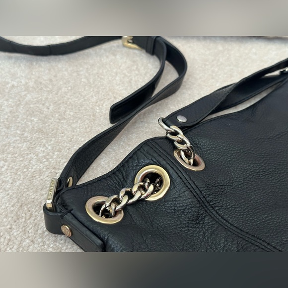 MICHAEL Michael Kors - Leather Chain-Link Hobo Tote, Black Pebble Leather - Picture 4 of 10